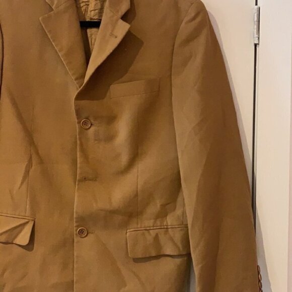 𝅺orvieto sand Notch Lapel Suit Modern slim fit wool linen blazer size 38R - Picture 4 of 8